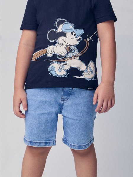 Bermuda Jeans Azul com Cadarço