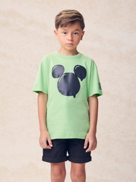 Camiseta Manga Curta Verde do Mickey
