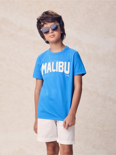 Camiseta Azul com Estampa Malibu
