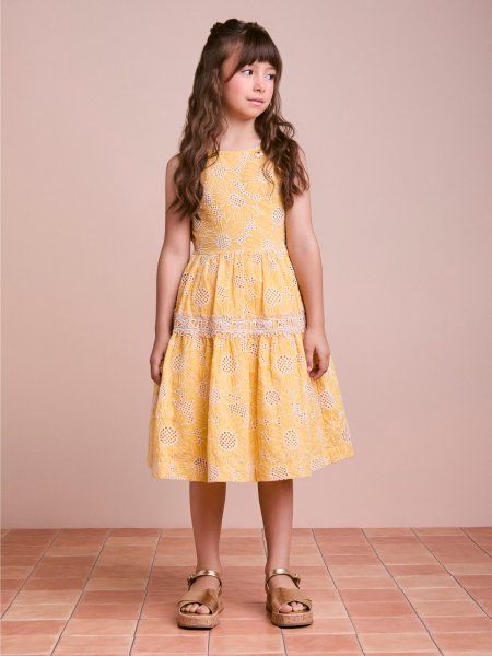 Vestido de Laise Amarelo com Flores