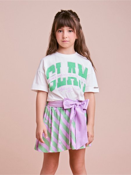 Conjunto Glam com Listras e Maxi Laço