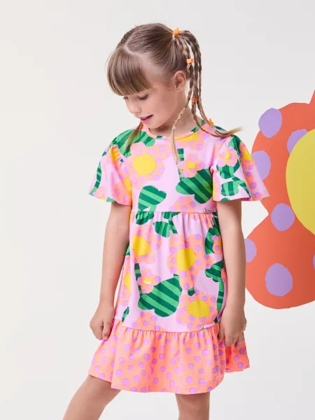 Vestido Floral com Poá