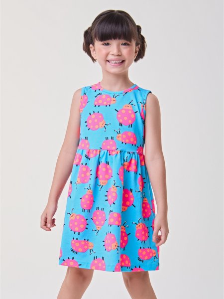 Vestido Azul com Joaninhas