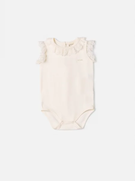 Body Off White com Detalhes de Renda