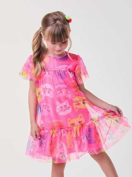 Vestido de Tule Pink de Gatinhos
