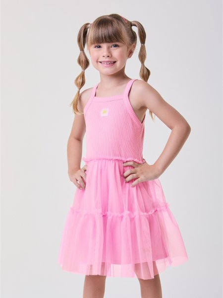 Vestido de Tule Rosa Neon