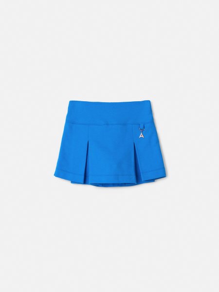 Short Saia Azul de Moletom com Pregas