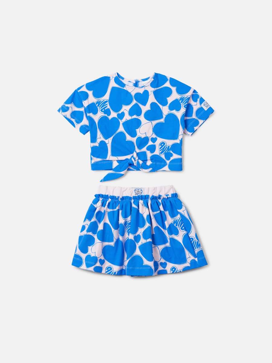 Conjunto Azul com Estampa de Corações