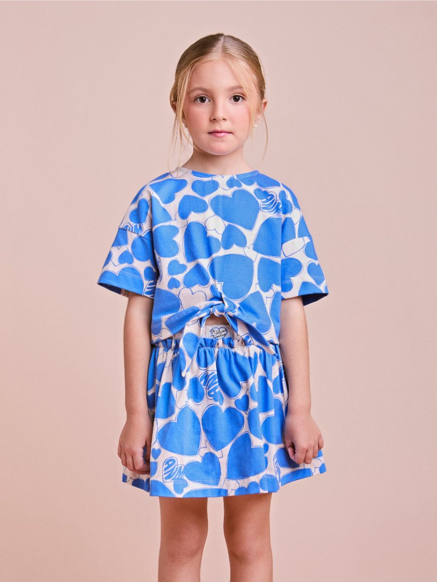 Conjunto Infantil com Camisa e Saia Bordada