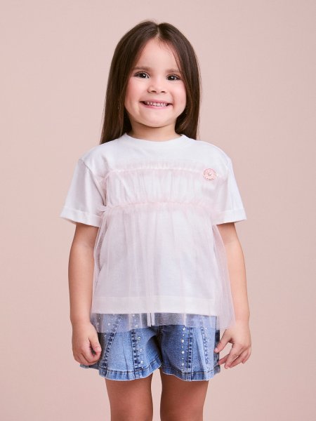 Blusa Off White com Mangas Balonê