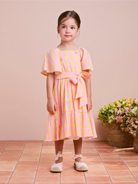 Vestido Rosa Quadriculado