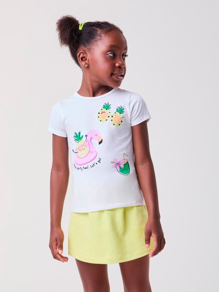 Conjunto Amarelo com Estampa Tropical