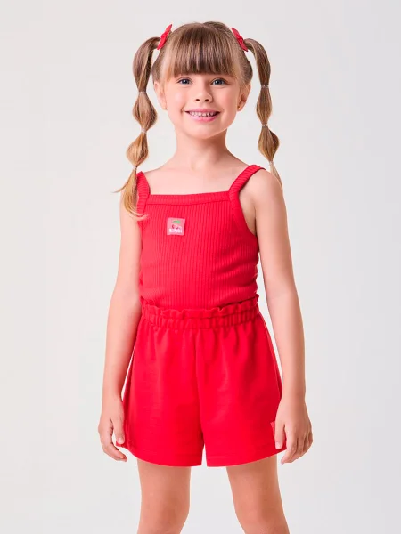 Conjunto Básico Canelado Vermelho