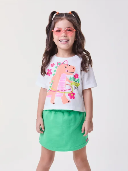 Conjunto de Moletom Verde com Dino Fun