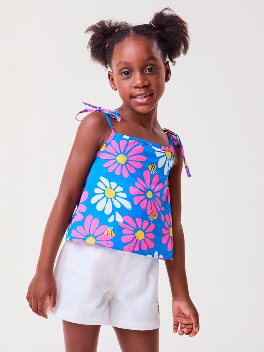 Vestido Azul Royal Floral com Abelhas