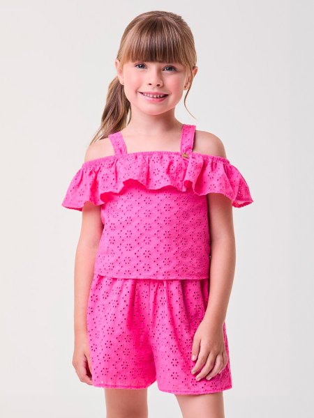 Conjunto de Laise Pink com Babado