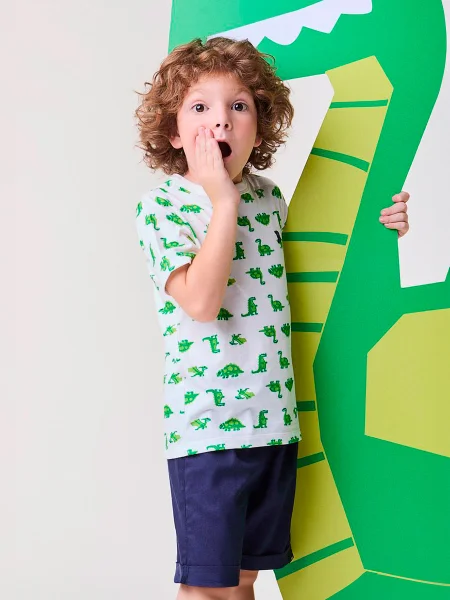 Conjunto Off com Marinho de Dinossauro