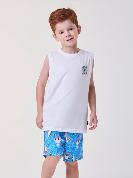 Conjunto Azul com Estampa de Tubarões
