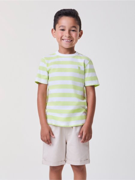Conjunto Listrado Verde Lima com Bege