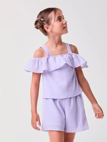 Conjunto de Crepe Anarrugado Lilás