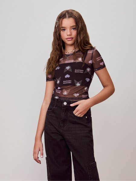 Top Preto de Tule da Kuromi