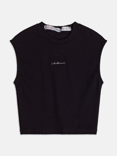 Top de Ribana Preto com Placa Metal