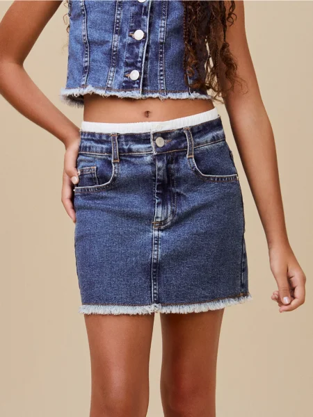 Saia Jeans com Cós Boxer