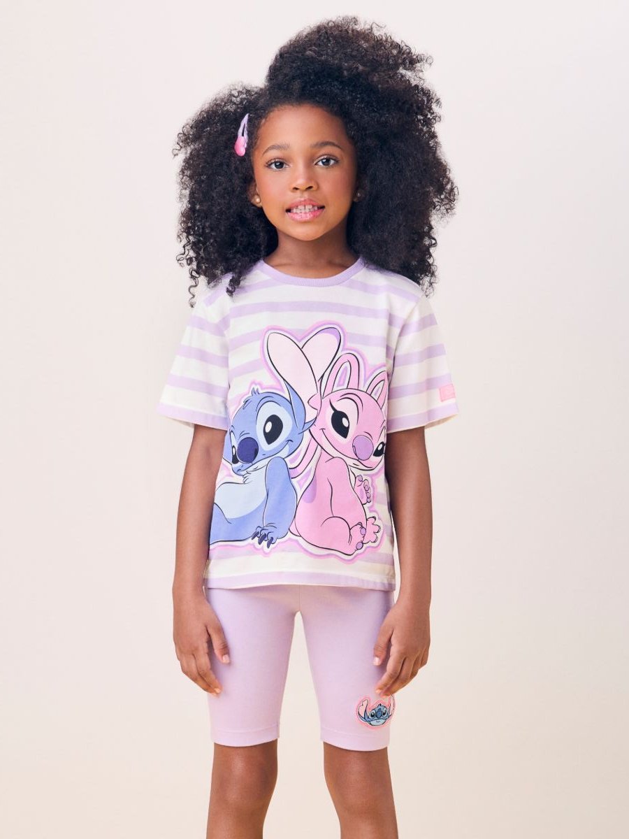 Conjunto Off Listrado da Hello Kitty