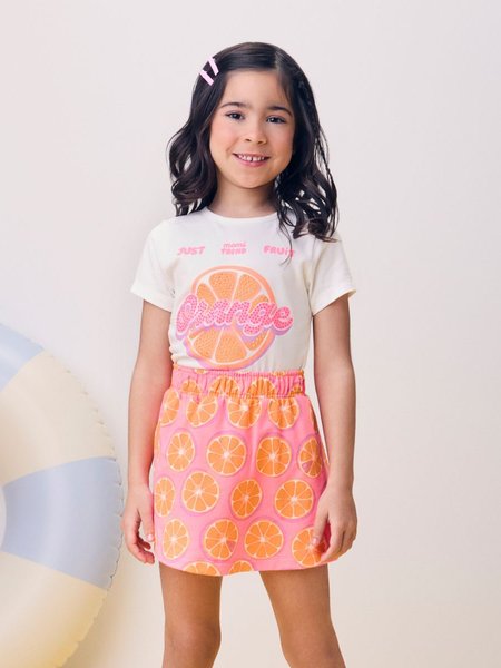 Conjunto Fruit Print com Strass