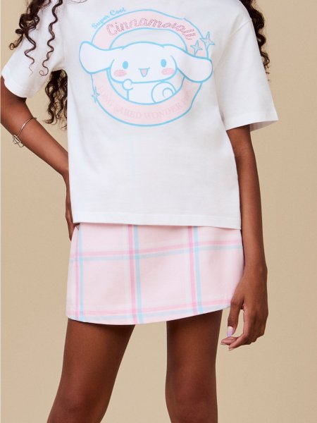 Saia Rosa Quadriculado