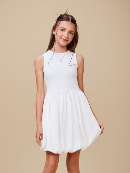 Vestido Off White Balonê