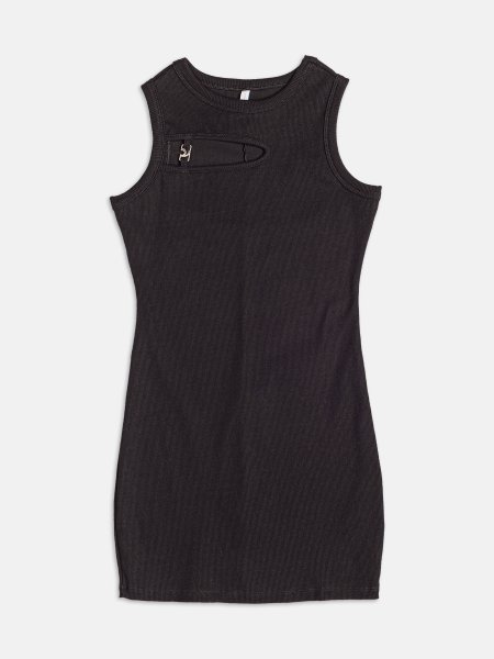 Vestido Preto de Ribana com Passante de Metal