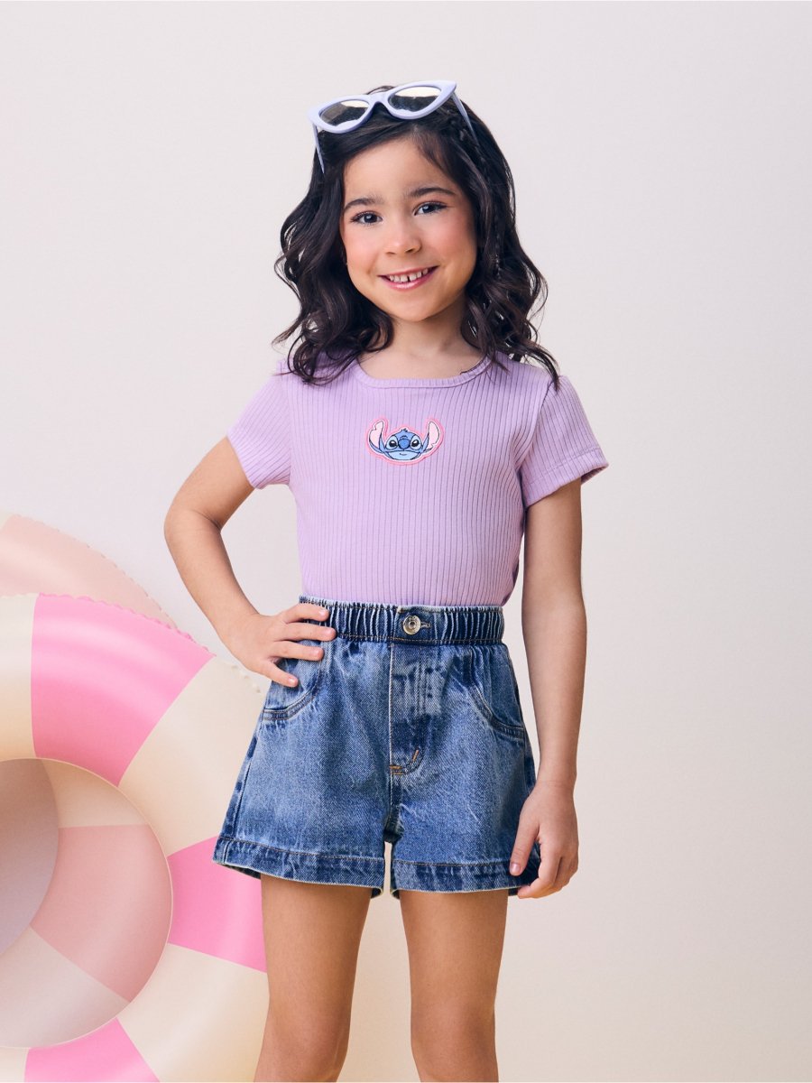 Blusa Menina Infantil de Manga Bufante com Bordado