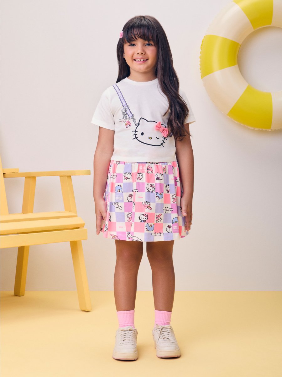 Conjunto Blusa Lapela E Saia Hello Kitty And Friends Momi