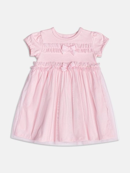 Vestido Rosa de Tule com Laços