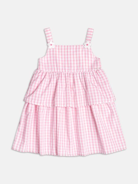 Vestido Xadrez com Patch de Flor