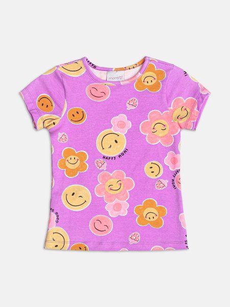 Blusa Roxa Floral com Smile