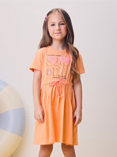 Vestido Laranja com Cadarço Surf Day