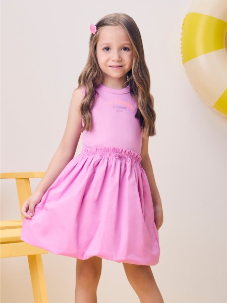 Vestido Rosa com Saia Balonê