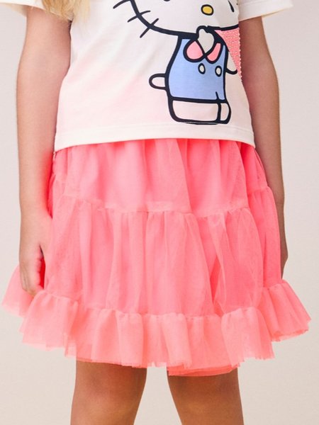 Saia de Tule com Babadinho Rosa Neon
