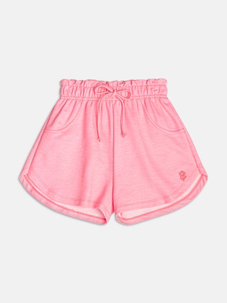 Short de Moletom com Bordado Rosa Neon
