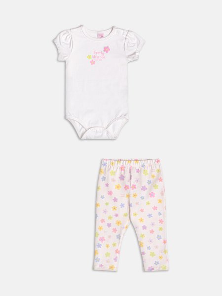 Conjunto Off White de Florzinhas