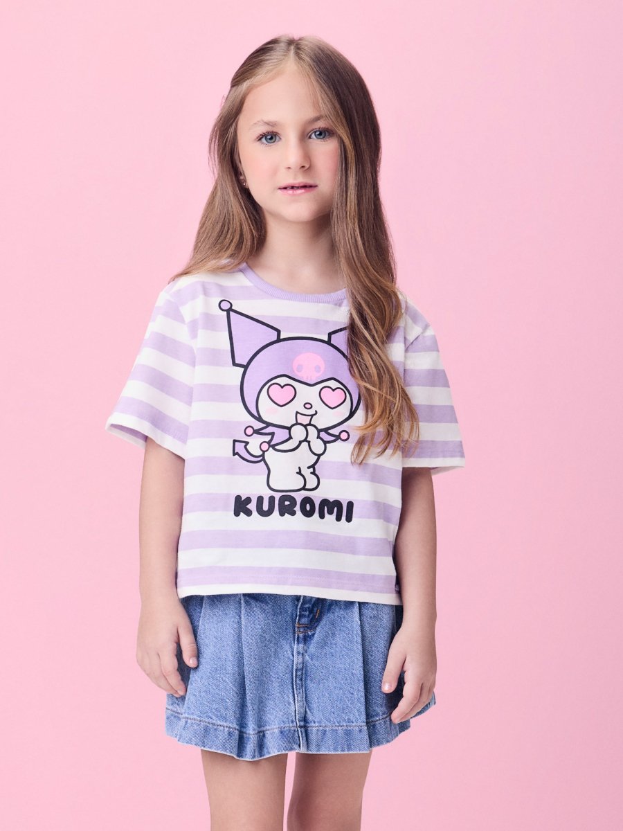 トップス Kurumi Blusa Listrada da Kuromi