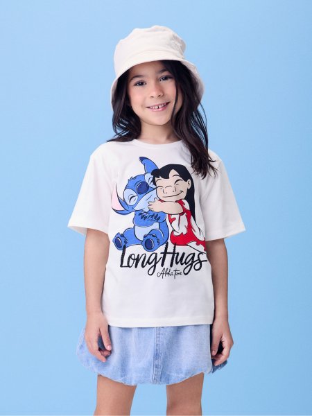 Blusa Off White da Lilo e Stitch