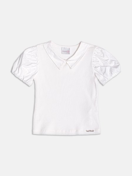 Blusa Manga Balonê com Strass