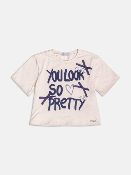 Blusa Bege de Lettering com Laços