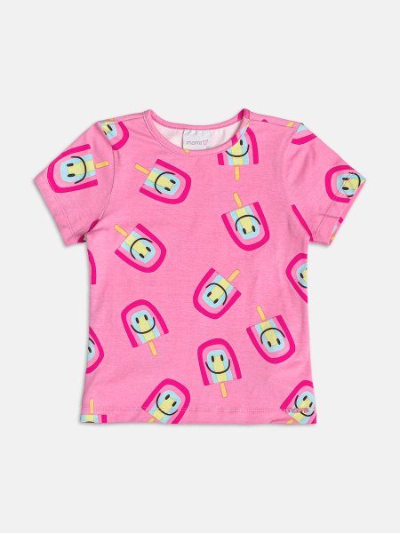Blusa Manga Curta Rosa de Ice Cream