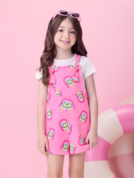 Jardineira Rosa de Ice Cream