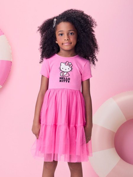 Vestido Rosa com Tule da Hello Kitty