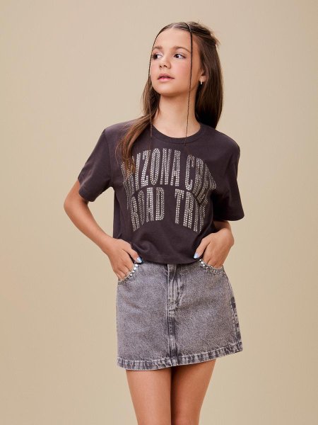 T-Shirt Preta com Strass